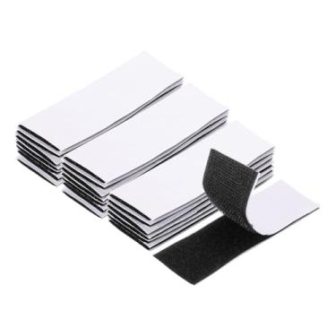 Imagem de Generic 24 conjuntos de tiras de gancho e laço com adesivo 3 x 10 cm fita dupla face gancho e laço de nylon autoadesivo para carro de escritório em casa, preto