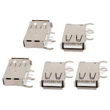 Imagem de 5 peças USB 2.0 Tipo-A fêmea conector de soquete PCB com inserção lateral de 4 terminais
