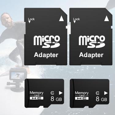 Imagem de Cartão Micro SD 8GB Classe 10 2 pacotes com adaptador SD, cartão de memória SDHC de alta velocidade para câmera, câmera de painel, MP3, GPS, telefones antigos