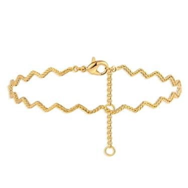 Imagem de Tornozeleira dourada feminina quadrada cauda de tigre ondulada 1,2 mm