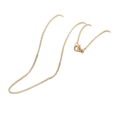 Imagem de Colar de corrente de aço inoxidável 304 de 50 cm banhado a ouro 18K real com fechos de lagosta para mulheres e homens, joias artesanais