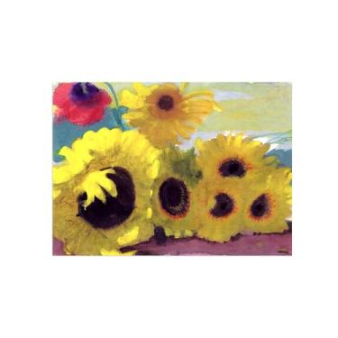 Imagem de Pôster e impressões em tela de flores vintage - reprodução de pintura de arte de parede famosa - girassóis - imagens para sala de estar 50 x 70 cm 20 x 27 pol sem moldura