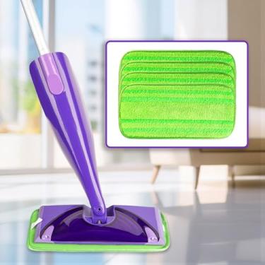 Imagem de Generic Pacote com 4 almofadas reutilizáveis de microfibra compatíveis com Swiffer WetJet, lavável na máquina, roxo, microfibra, chão