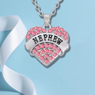 Imagem de Colar de sobrinho com strass e coração para sobrinho, presente de tio tia a sobrinhos, One Size, Aço inoxidável, Sem Pedra Preciosa