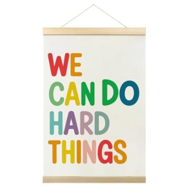 Imagem de Quadro para pôster We Can Do Hard Things, decoração de sala de aula, decoração de parede com afirmação positiva, decoração de parede para sala de aula pré-escolar, presente inspirador 30,5 x 40,6 cm