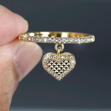 Imagem de 1 microconjunto de anéis com pingente de zircônia em forma de coração para mulheres requintados anéis de luxo leves joias femininas joias finas vida diária namoro decoração para festa de formatura