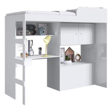 Imagem de Cama Infantil Com Baú E Escrivaninha Cr40073 Branca - MULTIMOVEIS