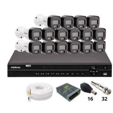 Imagem de Kit 16 Câmeras Intelbras 1120b Full Color Dvr Intelbras Mhdx 1232 Sem Hd