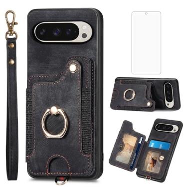 Imagem de Asuwish Capa de telefone para Google Pixel 9/9 Pro 5G capa carteira com protetor de tela de vidro temperado e alça de pulso cordão RFID suporte para cartão anel acessórios para celular Pixel9 9Pro