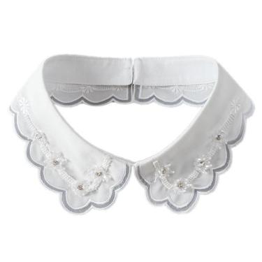 Imagem de Blusa de renda removível com miçangas e gola falsa, elegante para mulh