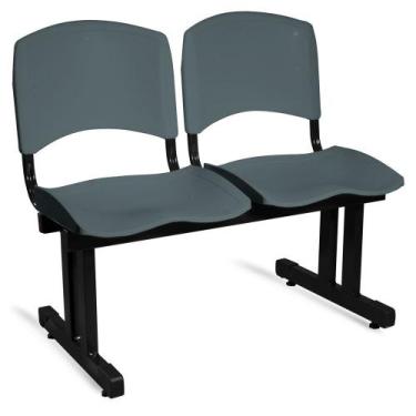 Imagem de Longarina Plástica 2 Lugares A/E Cinza Lara - Ideaflex