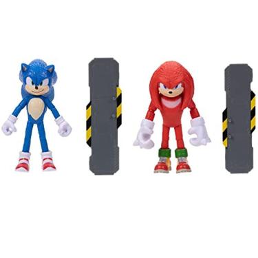 Imagem de Bonecos Sonic e Knuckles 2 Movie de 10cm, vermelho - Pacote com 2