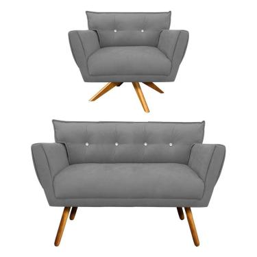 Imagem de Kit 1 Namoradeira e 1 Poltrona Giratória Anitta Grafite