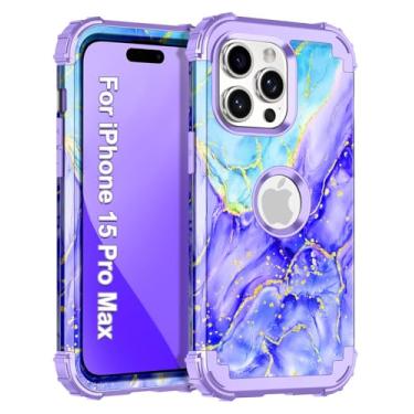 Imagem de Casetego Capa para iPhone 15 Pro Max, proteção resistente à prova de choque de três camadas de policarbonato rígido totalmente resistente + TPU macio para meninas para Apple iPhone 15 Pro Max de 6,7