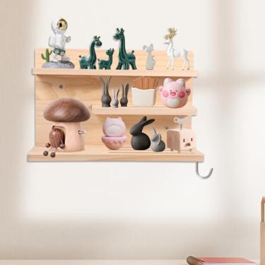 Imagem de Prateleira flutuante de parede para exibição de figuras, fácil instalação, armazenamento de figuras, prateleira flutuante de madeira para casa e quarto de crianças (três camadas)