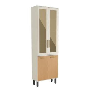 Imagem de Cristaleira com 4 Portas 2 de Vidro Nogal Dourado Bertolini