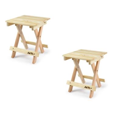 Imagem de Kit 2 Banquetas Dobráveis para Jardim Pioneira Bege