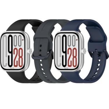 Imagem de HAOZHI 3Peças Pulseira Compatível para Redmi Watch 6 5 4 o Xiaomi Mi Smart Band 9 8 Pro,Bracelete Correia Cinta Alça de Substituição para Xiaomi Smart Band 9 8 Pro,Redmi Watch 4 5 6 (Preto+Azul Meia-Noite+Cinza Aço Platinado)