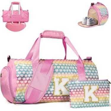 Imagem de Vogewood Presente para meninas de 3, 4, 5, 6, 7, 8, 9, 10, 11 e 12 anos, bolsa de viagem para meninas, bolsa infantil com compartimento para sapatos, bolsa de dança de balé de ginástica personalizada