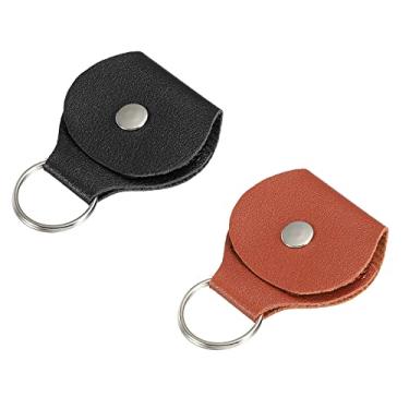 Imagem de Estojo de couro artificial preto e marrom para palhetas de guitarra, pacote com 2