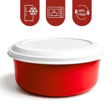 Imagem de Tigela Saladeira Redonda Kit 5 Potes Plastico Com Tampa 4,6L Cozinha S