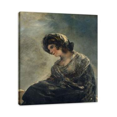 Imagem de Impressão em tela romântica espanhola MilkmaidFrancisco De Goya - Obra-prima do influente pintor romântico 59,9 x 66 cm emoldurado