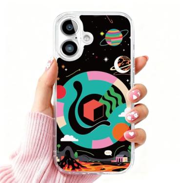 Imagem de DSJIFGEW Design de capa transparente padrão para iPhone 16 | Antiamarelamento, parte traseira rígida, proteção contra quedas de nível militar, suporta carregamento sem fio