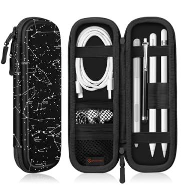 Imagem de Fintie Capa com suporte para Apple Pencil (USB-C) e Apple Pencil (1ª/2ª Geração), bolsa protetora de couro PU compatível com Apple Pen, cabo USB, Samsung Stylus, Constellation