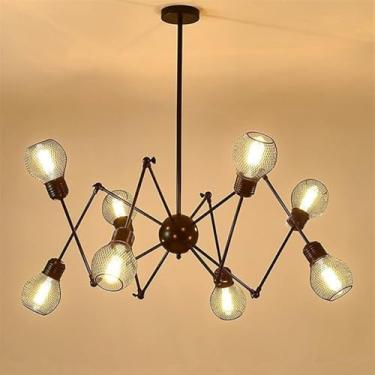 Imagem de Lustre retrô americano com LED, estilo industrial, criativo e moderno, ideal para sala de estar, restaurante, quarto, casa de campo, loft, loja de roupas, lan house, bar, luminária pendente