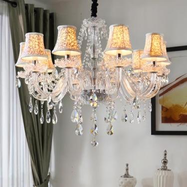 Imagem de Lustre de cristal branco europeu para velas, luxuoso, para sala de estar, restaurante, quarto, hotel, villa, loja de roupas, salão de beleza, café, bar, karaokê, com luminária pendente de LE