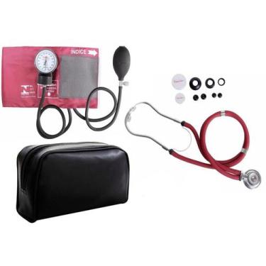 Imagem de Kit Aparelho De Pressão Com Estetoscópio Rappaport Completo Vinho - PR