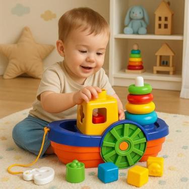 Imagem de Brinquedo para Bebês Educativo Barco Didático Flutua Acima de 1 ano - 