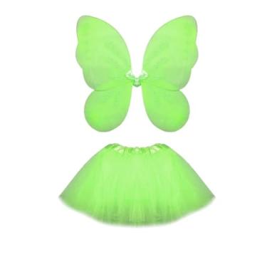 Imagem de Kit Asa de Borboleta e Saia Tule Infantil Verde