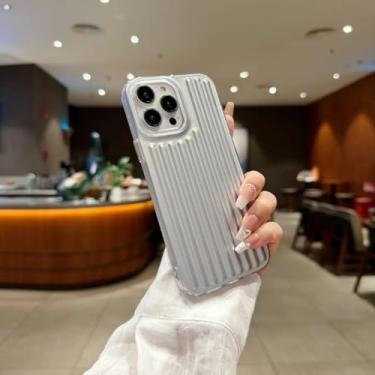 Imagem de Capa de silicone macio à prova de choque para iPhone 11/Sliver, capa listrada de corrugado da moda para iPhone 17 Air 16 E 15 14 Plus 13 12 11 Pro Max