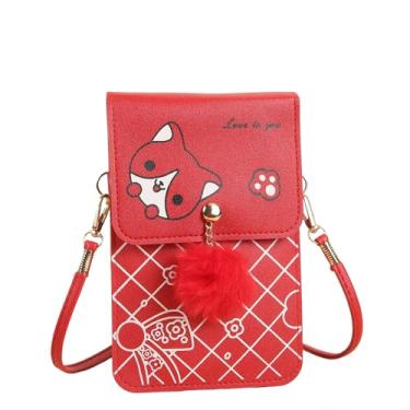 Imagem de Bolsas femininas pequenas transversais para celular, mini carteira de ombro com janela transparente para tela sensível ao toque