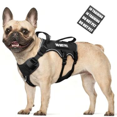 Imagem de WINSEE Peitoral para cães à prova de fuga, peitoral Molle de serviço com alça dupla, colete tático para animais de estimação com 4 adesivos para cães pequenos, médios e grandes, caminhadas, caça