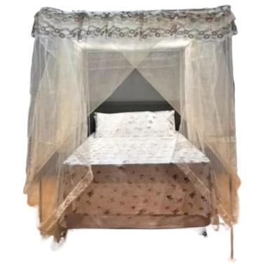 Imagem de Mosquiteiro Palácio com Armação para Cama Casal/Box/Queen Proteção Contra Mosquitos(Beje claro)