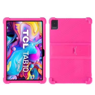Imagem de QYiiD Capa para tablet TCL TAB 10 NXTPAPER 5G 10,4 polegadas 2025 (9199S), capa de silicone leve para crianças, macia e com suporte dobrável para TCL Tab 10 Gen 2 (8196G/8496G) 10,4 polegadas, rosa