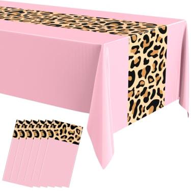 Imagem de Buryeah Toalha de mesa com estampa de leopardo, 137 x 272 cm, capa de mesa de plástico de leopardo, descartável, safári, estampa de guepardo, decorações de festa para chá de bebê, casamento