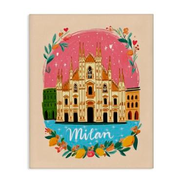 Imagem de Stupell Industries Arte de parede em tela de Milão com bordas florais, design por Yen, 76 x 61 cm