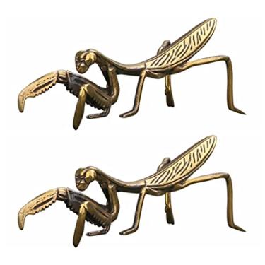 Imagem de 2 Peças Ornamento Louva-a- Estatuetas Enfeite De Louva-a- Estátua Playset De Figuras De Brinquedo Decoração De Casamento Mesa De Jantar Alegrar Árvore Do Jardim Latão