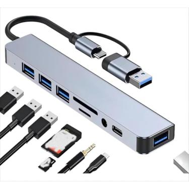 Imagem de GM Bear Adaptador Hub 8 Em 1 Usb-C,Extensor Com Leitor De CartãO Sd/Tf, CompatíVel Com Mac,Windows E Outros Dispositivos,Extensor Usb | Usb Hub