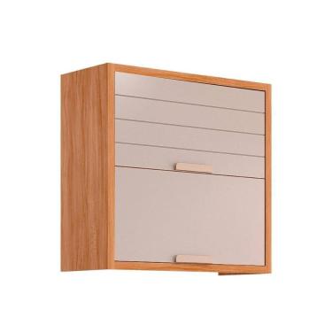 Imagem de Armário De Cozinha Modulado Eloise C- 2 Portas Basculante Riscadas 80 Cm Cinamomo-off White - Mgm