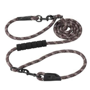 Imagem de Coleira resistente para cães de 2,5 m com alça acolchoada, fácil de converter em coleiras duplas, mãos livres, trelas para cães pequenos, médios ou grandes, coleira de nylon para caminhadas