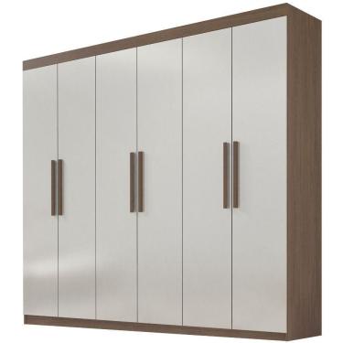 Imagem de Guarda Roupa Leblon Castanho Off White 6 Portas 4 Gavetas D?doro