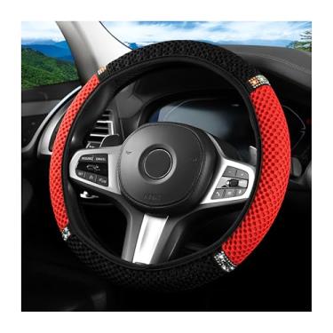 Imagem de FALVFUN Capa de volante de carro brilhante, strass de cristal de 38 cm elástico respirável protetor de volante de veículo para mulheres e meninas, acessórios de interior automotivo universais (preto