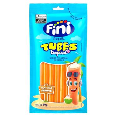 Imagem de Balas Fini Tubes Tropical Sabor Tangerina e Pêssego 80g