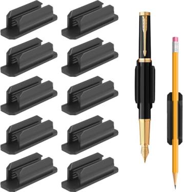 Imagem de baecel 10 porta-canetas, suporte de lápis adesivo atualizado para mesa, suporte de lápis de silicone flexível para prancheta de parede, material essencial para professores, preto