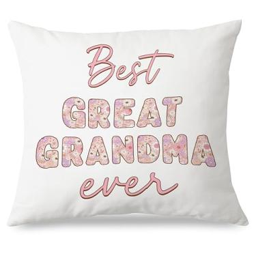 Imagem de Exqcom Capas de travesseiro Great Grandma Gifts 45,7 x 45,7 cm, melhores presentes de ótima avó para aniversário, Dia das Mães, Best GG Grand Mother Ever Pink Floral Fronhas para sofá-cama, casa