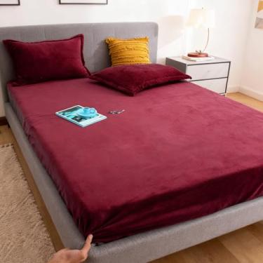 Imagem de MorroMorn Jogo de lençol Queen de flanela ultramacio e fofo de lã de pelúcia 3 peças - Jogo de cama para todas as estações com bolso profundo de 50,8 cm e 2 fronhas, veludo luxuoso aconchegante